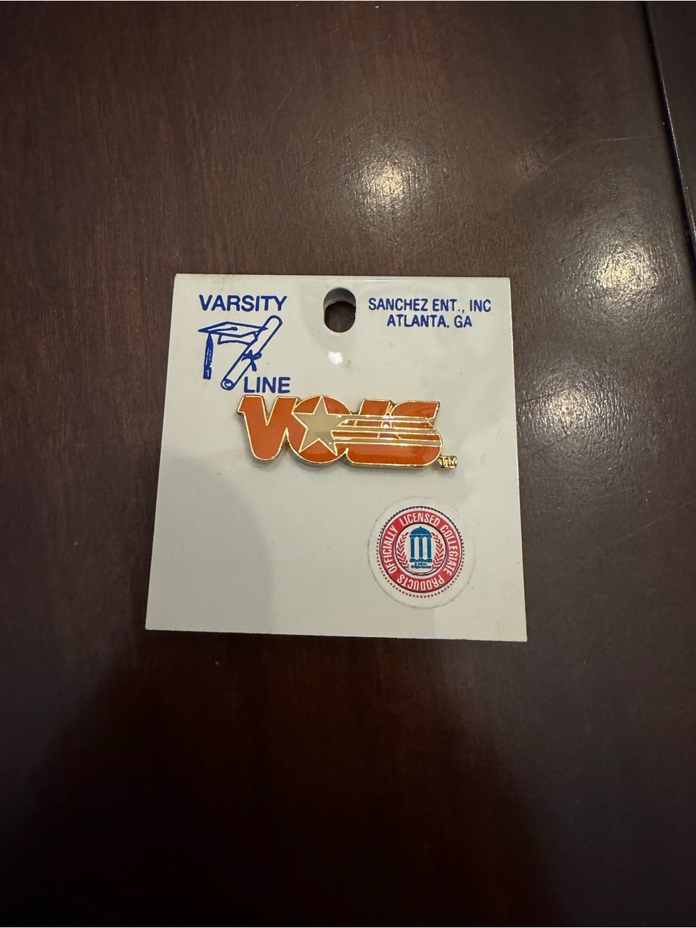 Vintage Varsity Line VOLS Enamel Pin - Orange and Gold. University of Tennessee